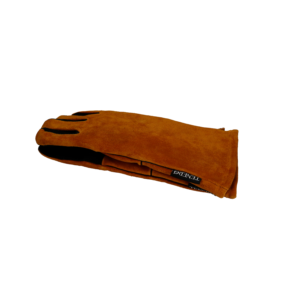 Grillhandschuhe aus braunem Leder Außenseite